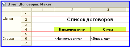 Рис. 2. Макет отчета «СписокДоговоров»