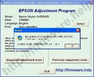 Epson SX535WD, BX535WD Adjustment Program