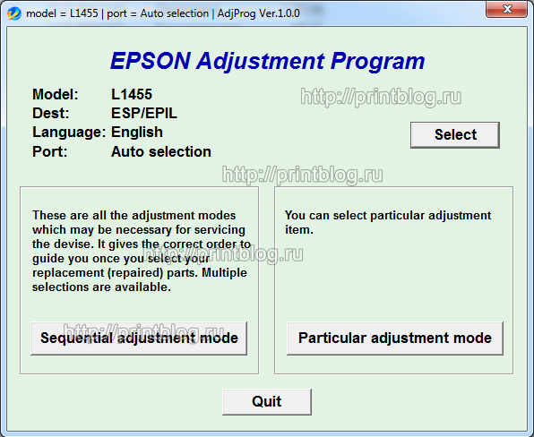 Adjustment program Epson L1455