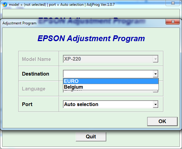 Adjustment program Epson XP220 (EURO_BELGIUM)