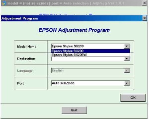 Adjustment Program Epson SX230, SX235W