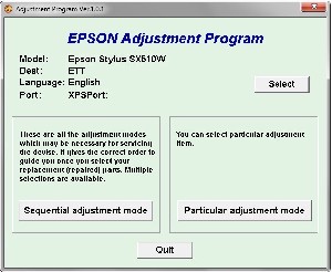 Adjustment Program Epson TX550W, SX510W